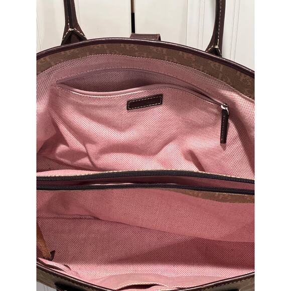 Dooney & Burke Women’s Signature Satchel Canvas & Leather Tote Bag Double Handle - Picture 3 of 8